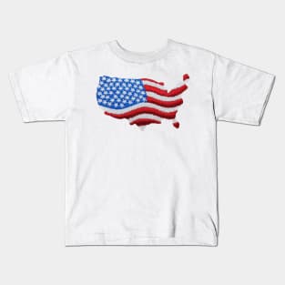 Embroidery American Flag Map Kids T-Shirt